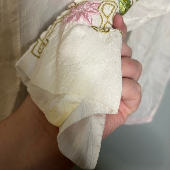 Johnny Was White Ramie Button Blouse Floral Embroidery Lightweight Blouse - Picture 7 of 13